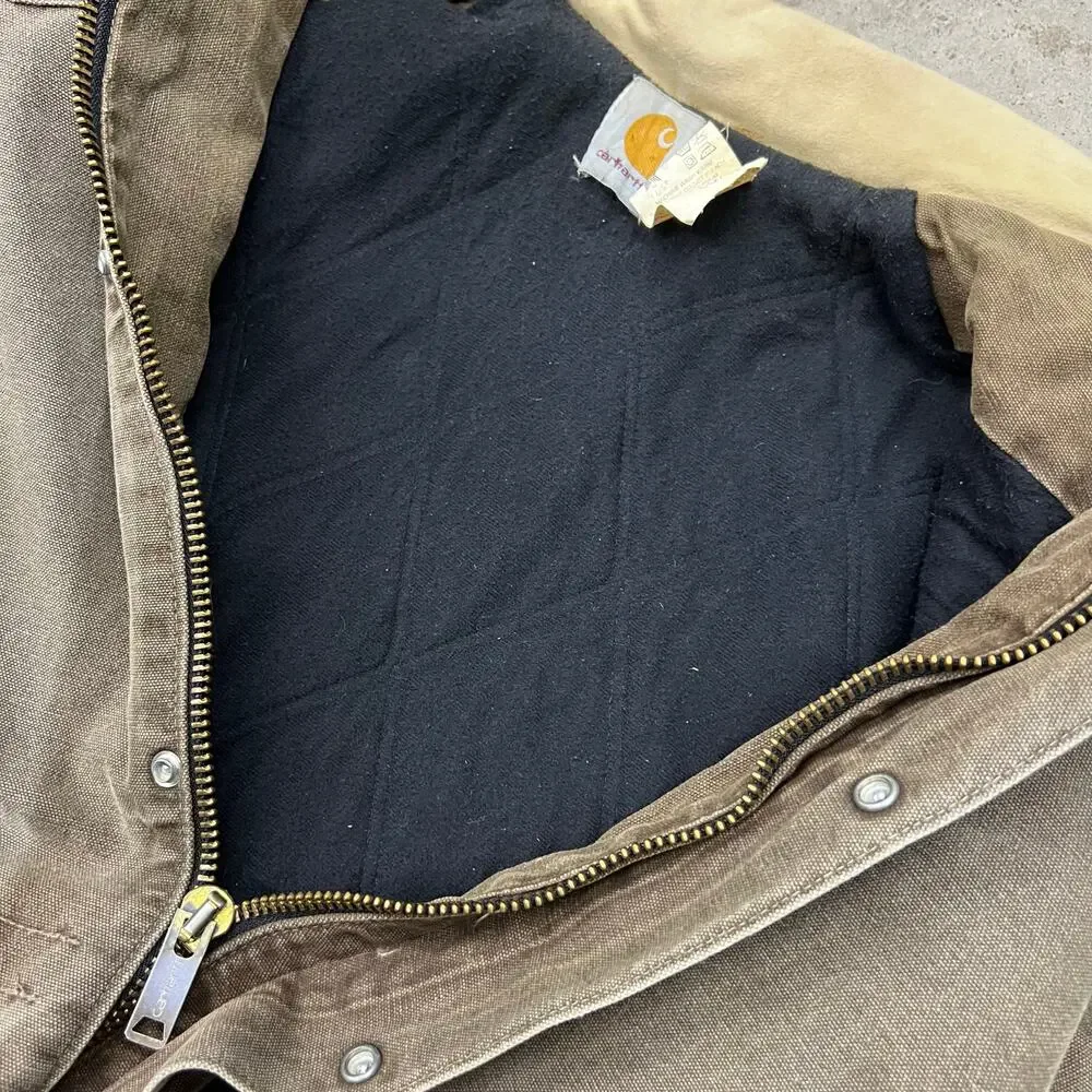 Vintage Carhartt Western Long Santa Fe Chore Coat Jacket Chestnut Mocha Brown M - Picture 10 of 16